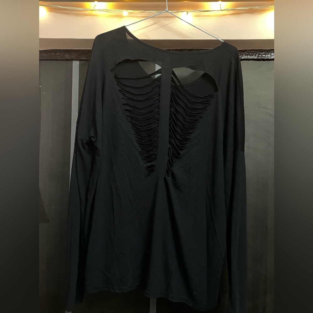 New | Imported Party Black Top with ripped back - Picture 1 of 5